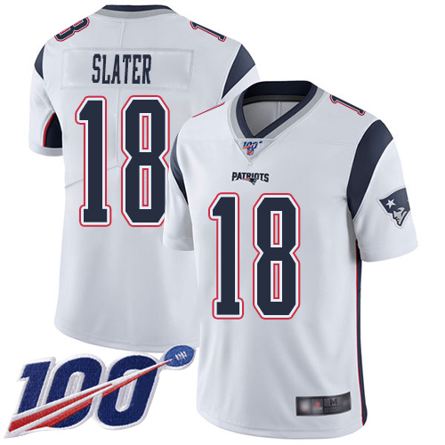 New England Patriots Football #18 100th Season Limited White Men Matthew Slater Road NFL Jersey->women nfl jersey->Women Jersey